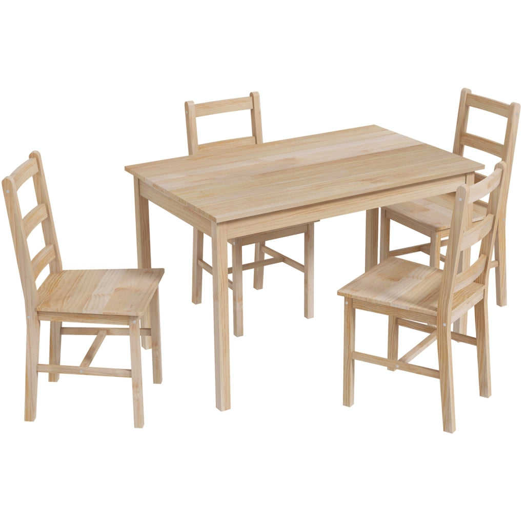 Set da pranzo 5 pezzi in pino massello naturale