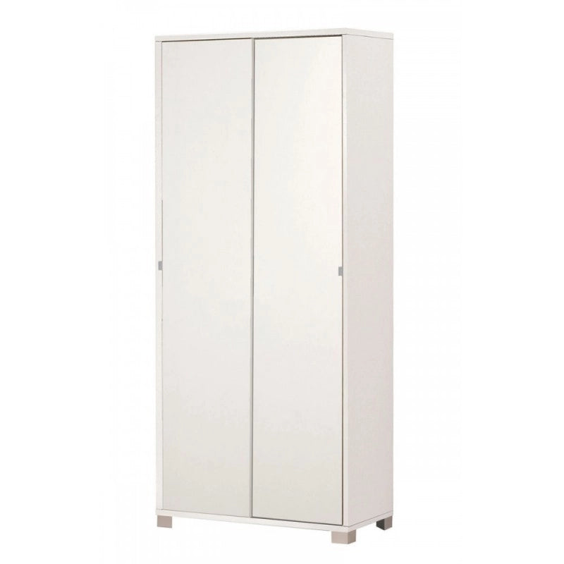 Armadio multiuso due ante scorrevoli con ripiani Bianco 82x41x h190 cm