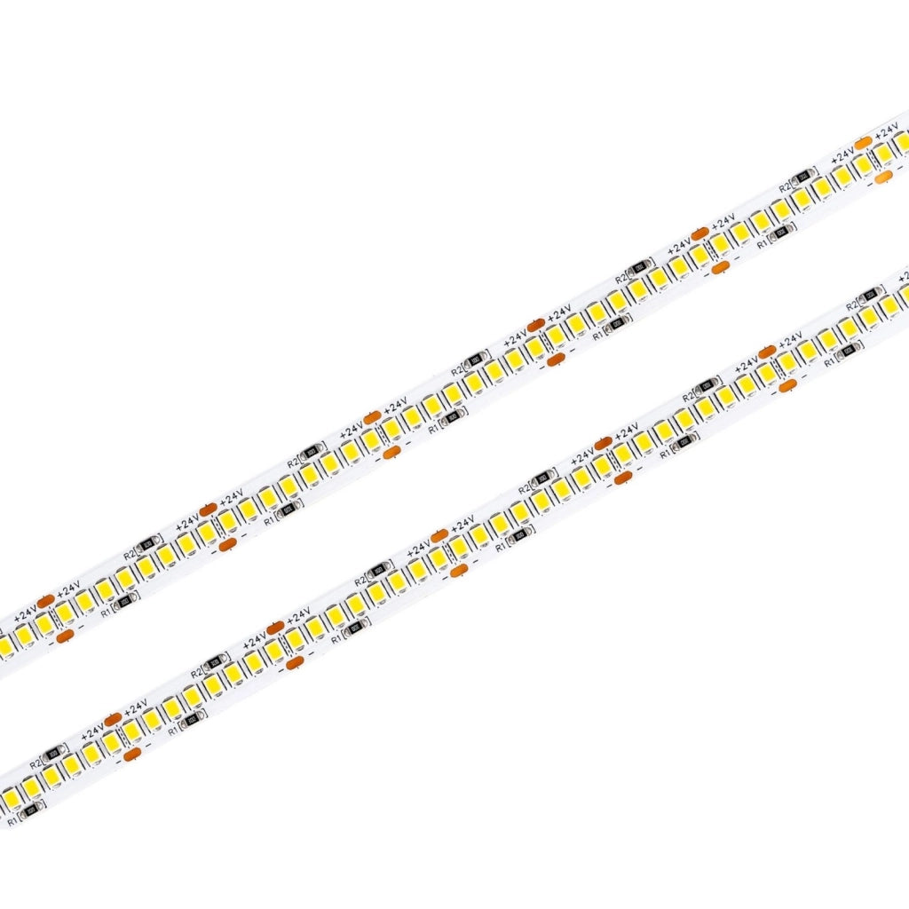 Striscia LED SMD 2835 24V, 5 Metri, Larga 10mm, Caldo 3000K, Super Luminoso 24W/M 4000LM/M 160LM/W 240SMD/M, Dimmerabile PWM, Tagliabile ogni 33mm, IP20, CRI>80
