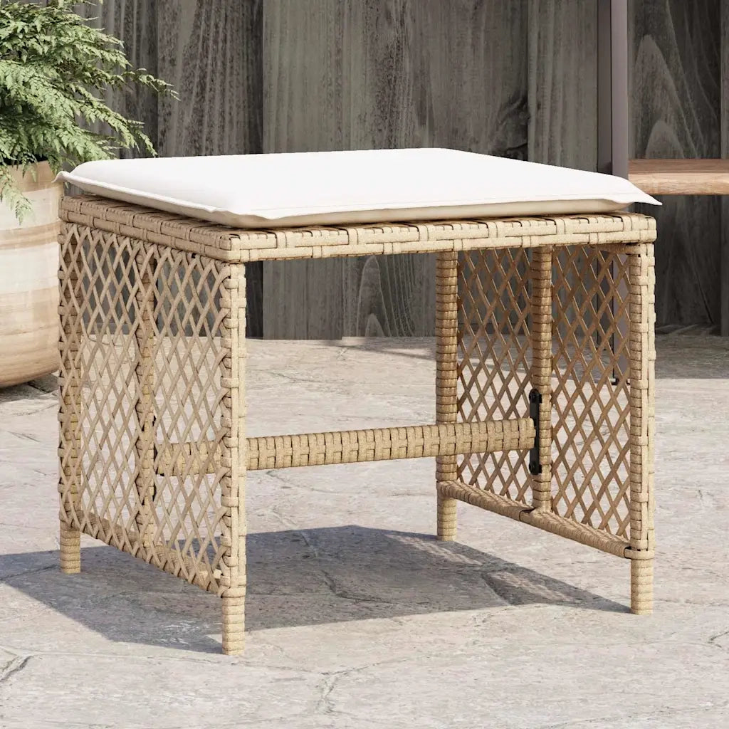 Sgabelli Giardino con Cuscini 4 pz Beige 41x41x36cm Polyrattan CFW8146651