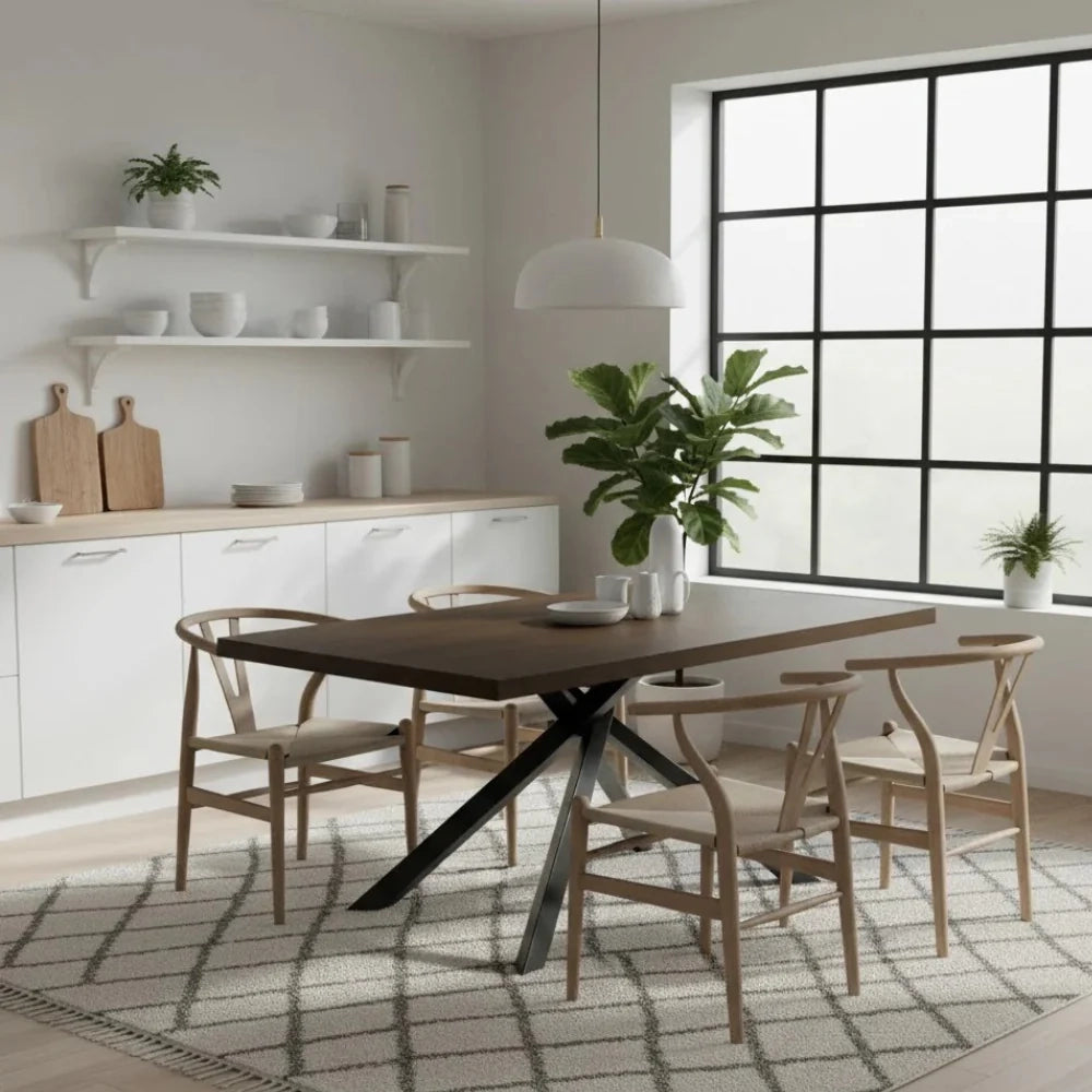 Tavolo da pranzo fisso in legno impiallacciato rovere termocotto Blake 160x90 cm fino a 8 posti Made in Italy | Duzzle