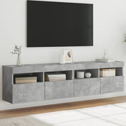 Mobili TV a Parete con Luci LED 2pz Grigio Cemento 80x30x40cmcod mxl 134171