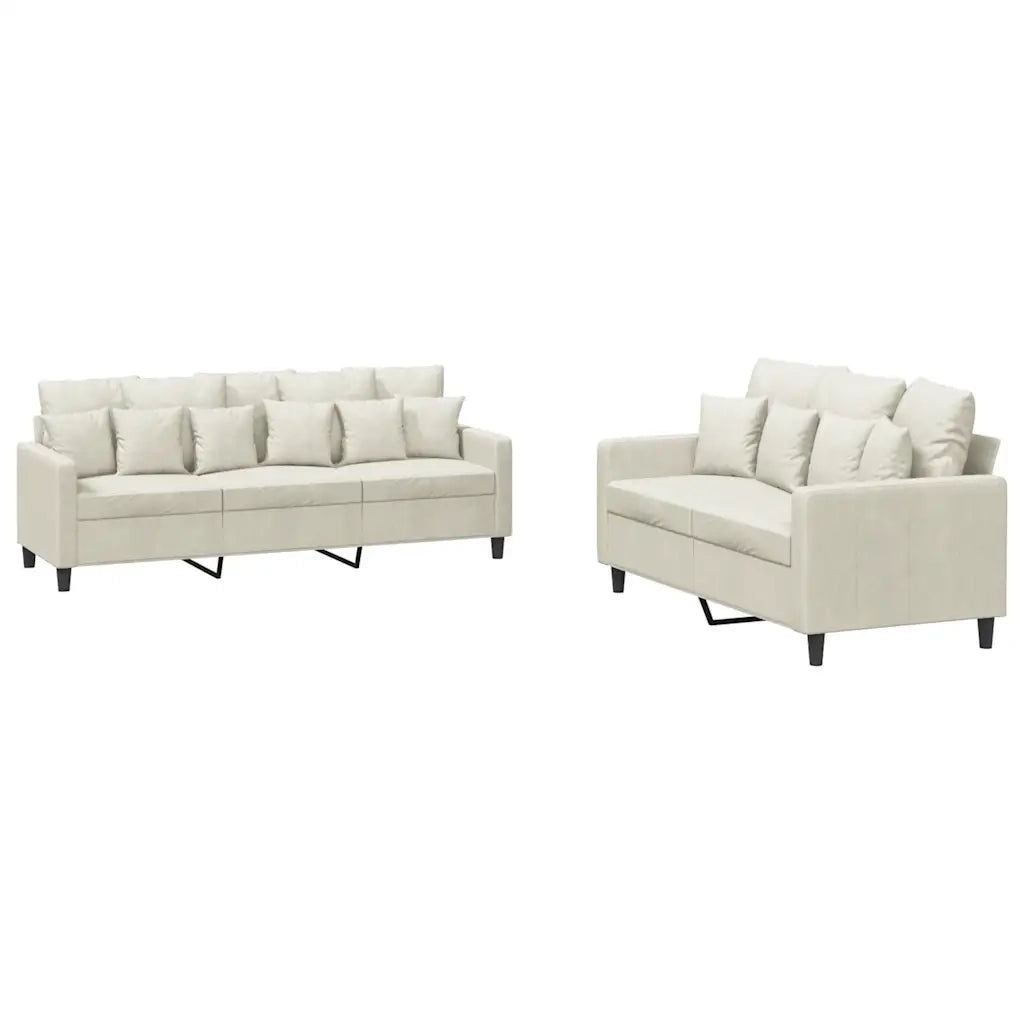 Set di Divani 2 pz con Cuscini Crema in Velluto 3201728