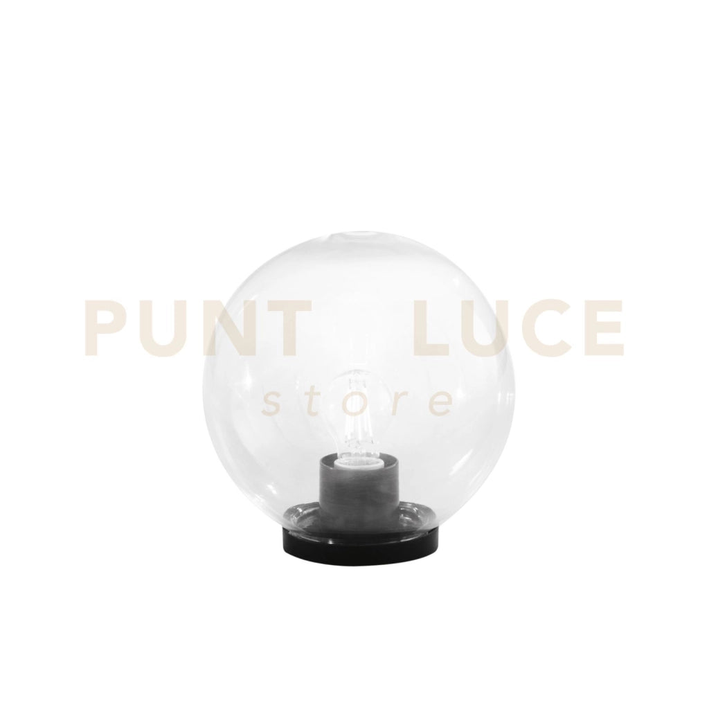 LUMETTO POLLY SFERA TRASPARENTE MONTATURA NERA 1 LUCE ATTACCO E27 IP44 25X26CM