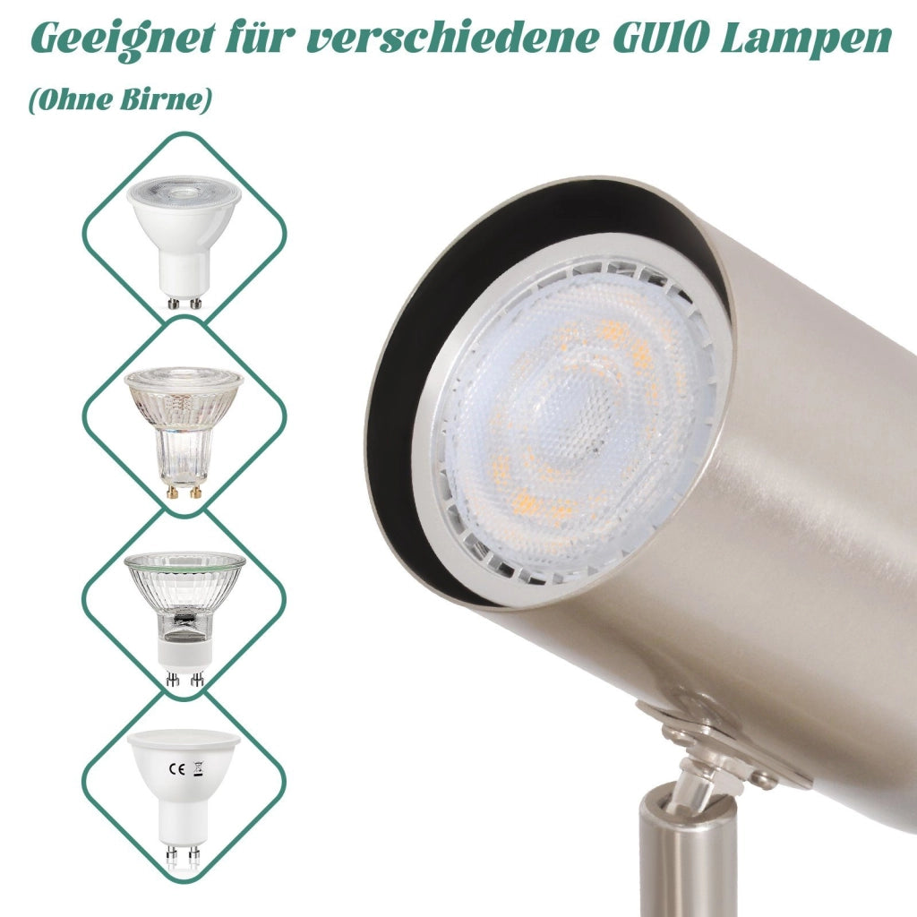 ZMH Lampada da soffitto 3 faretti GU10 nichelati orientabili 330° per corridoi camere letto cucine uffici
