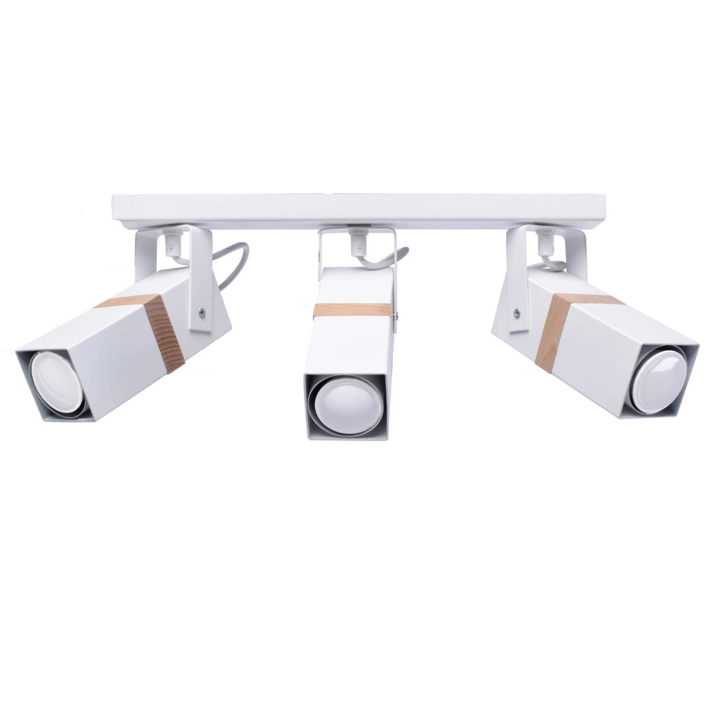 Plafoniera 3 luci GU10 35W bianca legno Milagro Vidar