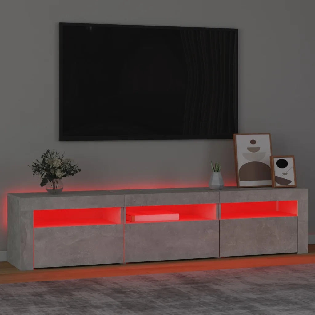 Mobile Porta TV con Luci LED-Credenza TV Grigio Cemento 180x35x40 cm