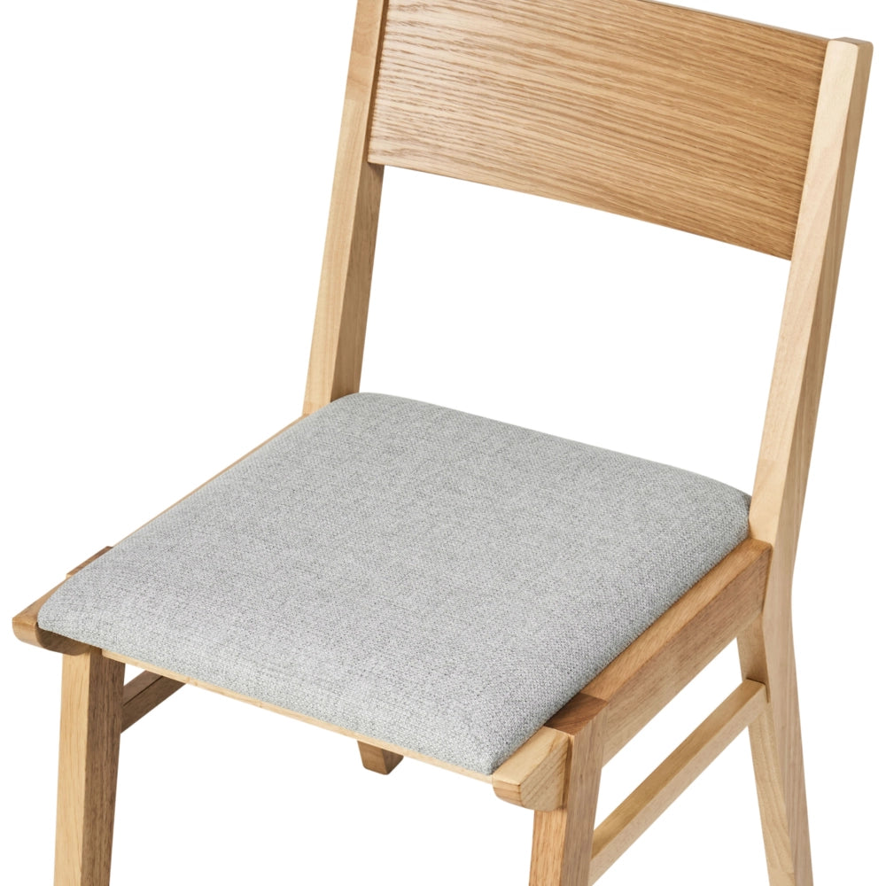 Set di 2 sedie da pranzo in tessuto grigio senza braccioli Struttura in legno massiccio chiaro tradizionali retrò Seduta