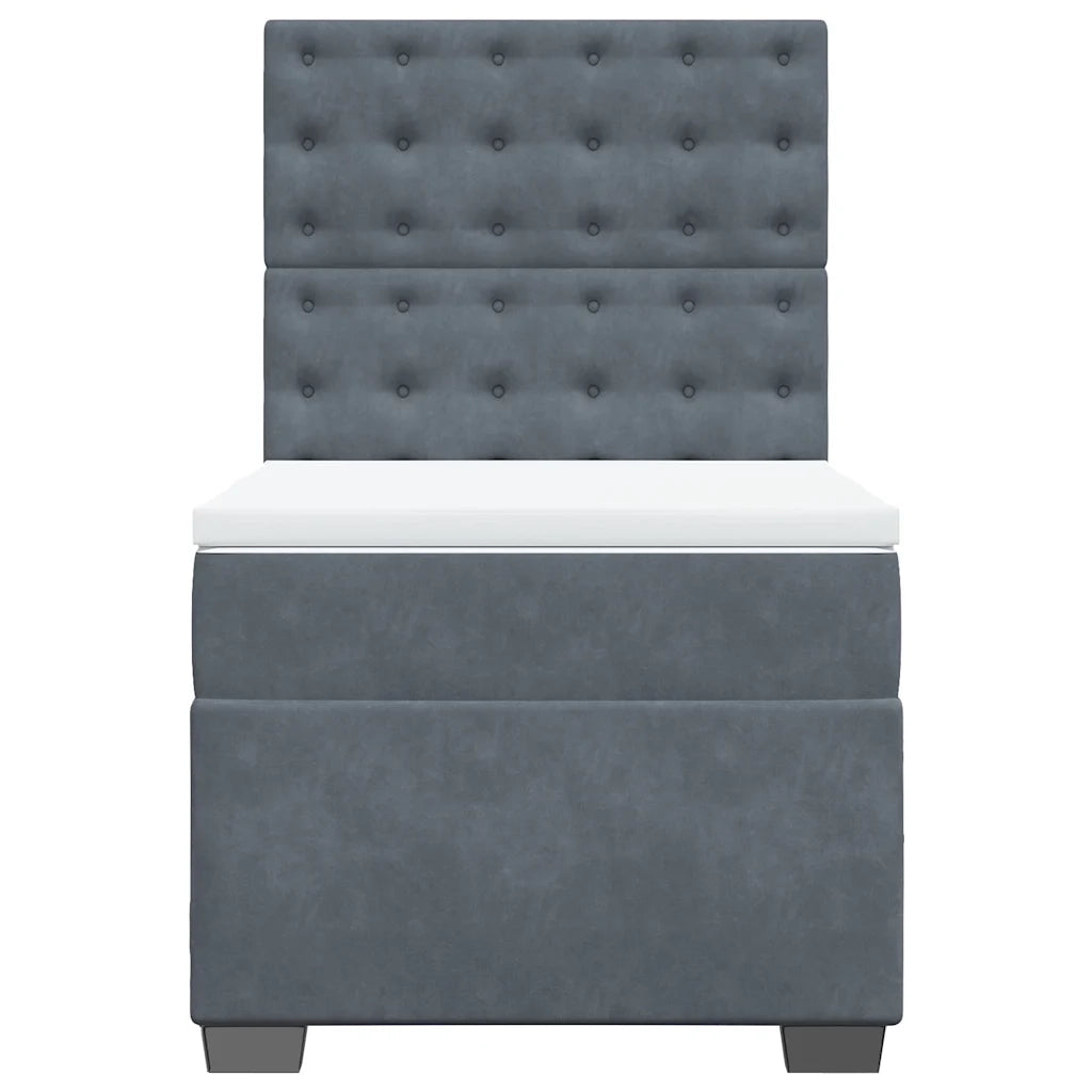 Giroletto a Molle con Materasso Grigio Scuro 100x200 cm Velluto