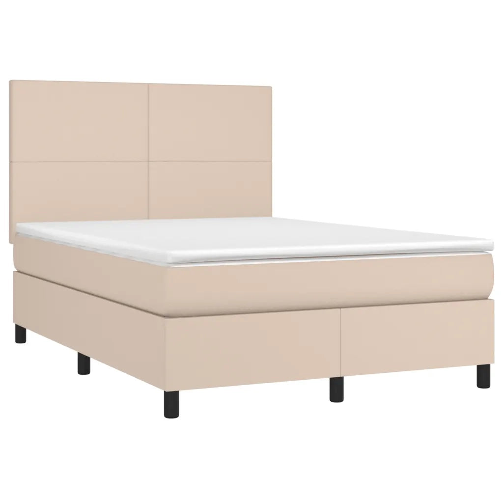 Giroletto Molle Materasso e LED Cappuccino 140x190cm Similpelle 3135824