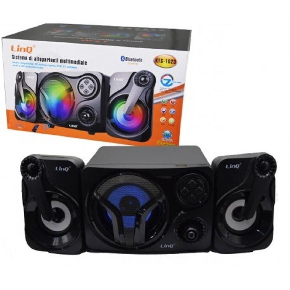 Trade Shop - Sistema Multimediale Altoparlanti Speaker Casse Bluetooth Fm Luci Led Usb Kts-1023 -