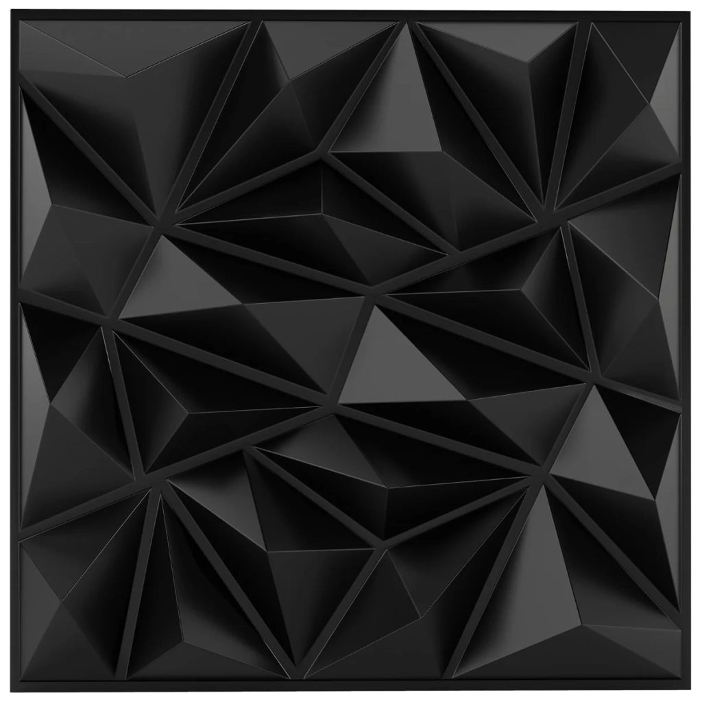 Set di 20 pannelli murali 3D 49,5 x 49,5 cm autoadesivi elegante motivo a rombi PVC nero 20_0017140