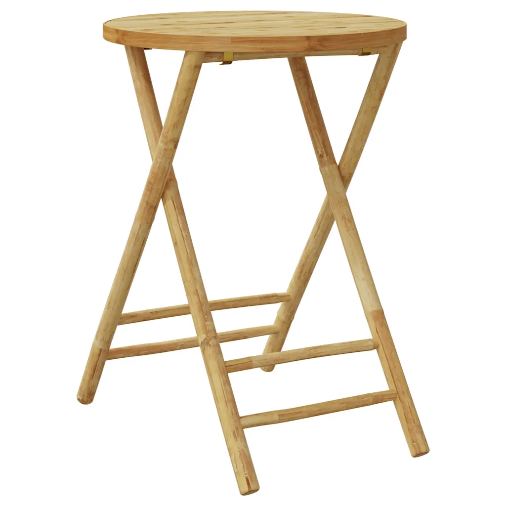 Set da Bistrot Pieghevole 3 pz | Set Salotto da Giardino Cuscini Bianco Crema in Bamb¨´