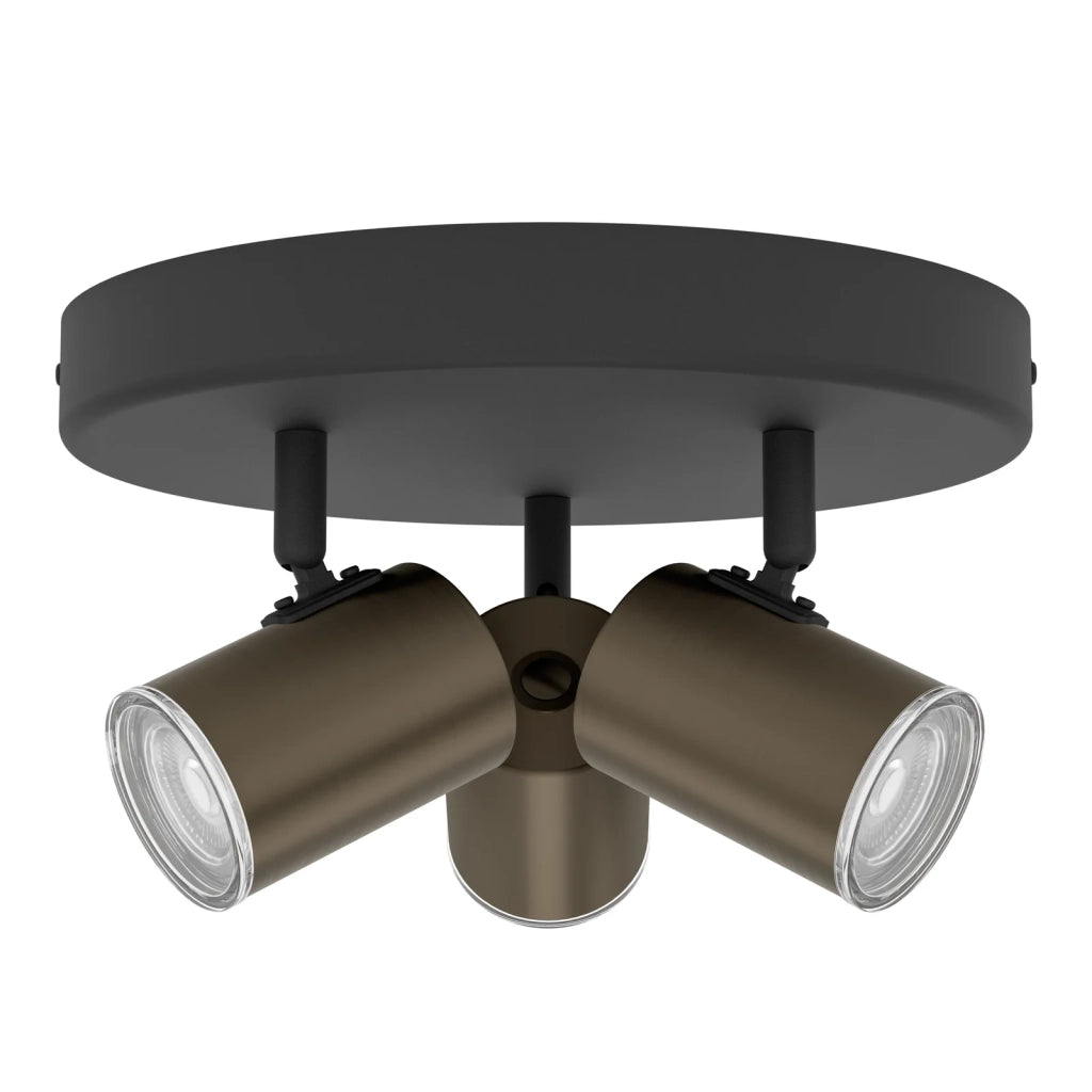 Spot Moderno Consuma 1 Acciaio Nero 3 Luci Gu10 Ip44