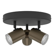 Spot Moderno Consuma 1 Acciaio Nero 3 Luci Gu10 Ip44
