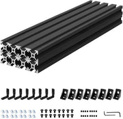 Kit di connessione profilo aluminium 8 pezzi - 2020 V tipo - Nero 200 mm - Binario anodizzato - Per stampanti 3D/macchine CNC - Lega di alta qualità di alluminio - Profili di alluminio