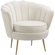 Poltrona Imbottita 179x77x77 cm in Velluto Crema
