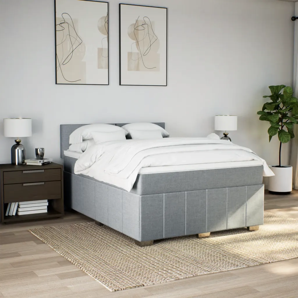 Giroletto a Molle con Materasso Grigio Chiaro 140x190cm Tessuto 3287056