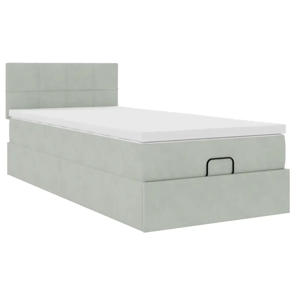 Struttura Letto Pouf con Materasso 90x200 cm in Velluto 3311747