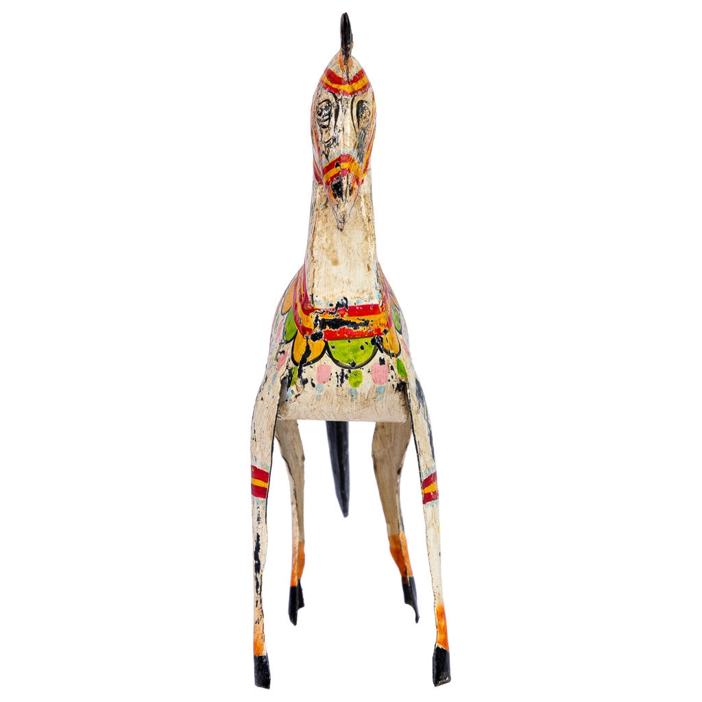 Cavallo decorativo in metallo verniciato invecchiato 22x7x24
