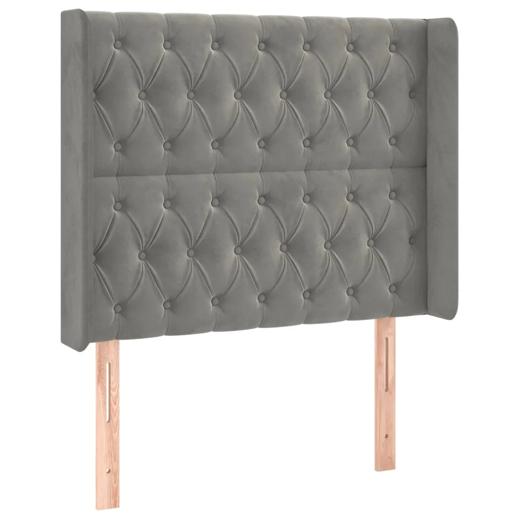 Letto a Molle Materasso e LED Grigio Chiaro 100x200 cm Velluto 3139727
