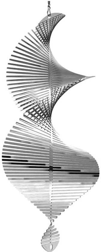 Decorazione metallica rotante - 3D disegno a spirale - 30 x 12 cm - Argento