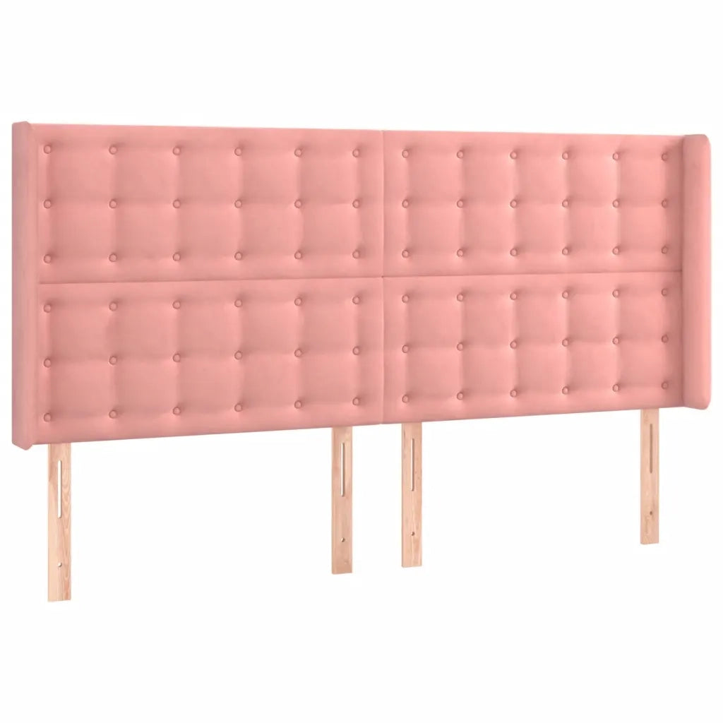 Testiera ad Orecchio Rosa 183x16x118/128 cm in Velluto
