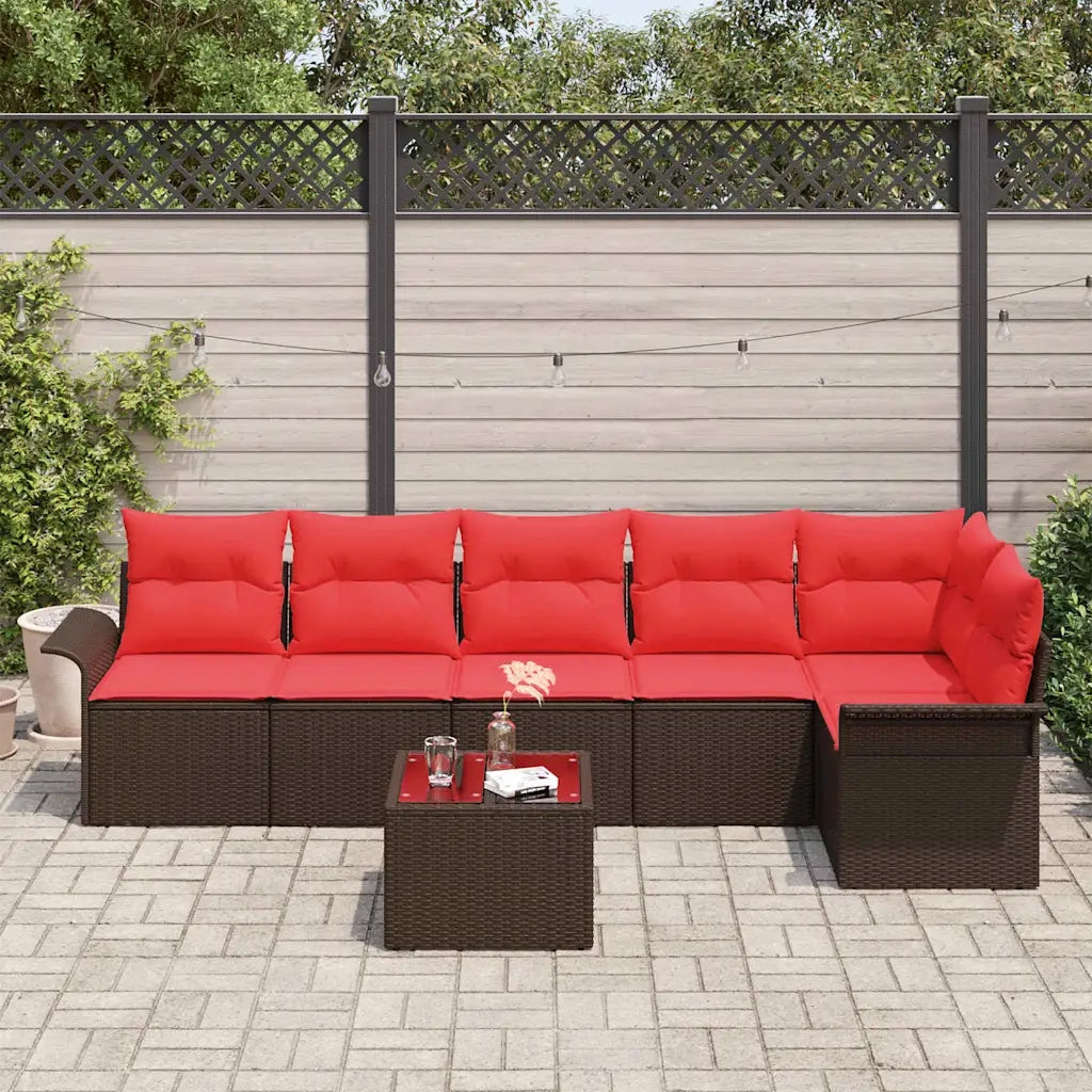 Set Divano da Giardino 7 pcs Marrone polyrattan