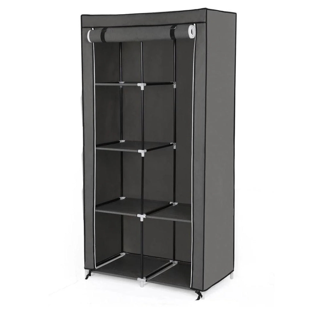 Armadio guardaroba in tessuto non tessuto 7 moduli componibili 88 x 45 x 170 cm grigio 12_0003656