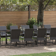 Set da Pranzo da Giardino in 18 Pezzi con Cuscini in Acciaio e Textilene