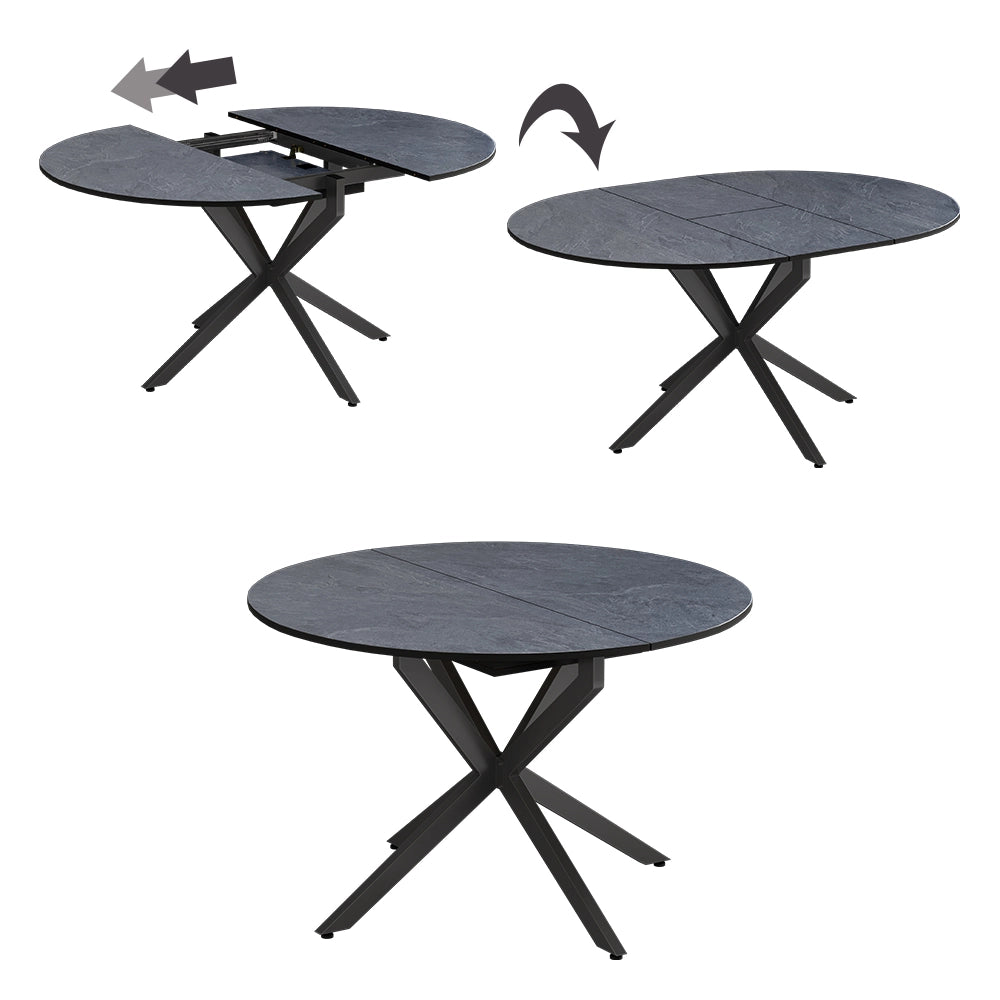 Tavolo da pranzo allungabile Loyd Antracite/Nero 120 x 120 cm Estensibile Vicco