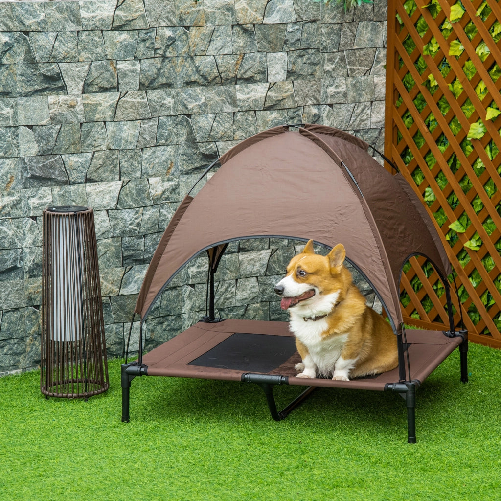 Letto per cani con baldacchino ¨C zephmum ¨C grigio 92x76x90 cm