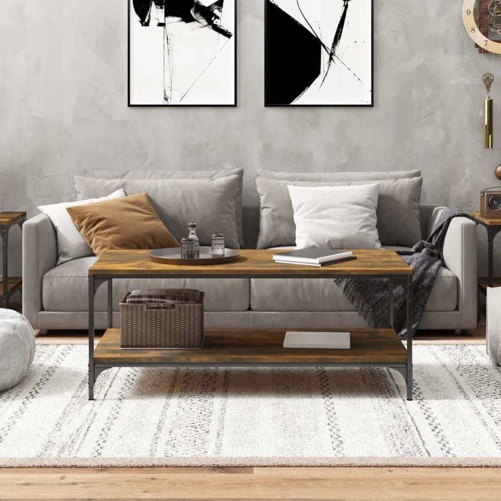 Tavolino da Salotto Rovere Fumo 80x50x40 cm Legno Multistrato 819369