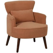 Poltrona Moderna, Imbottita con Cuscino Lombare, Gambe in Gomma, Arancione