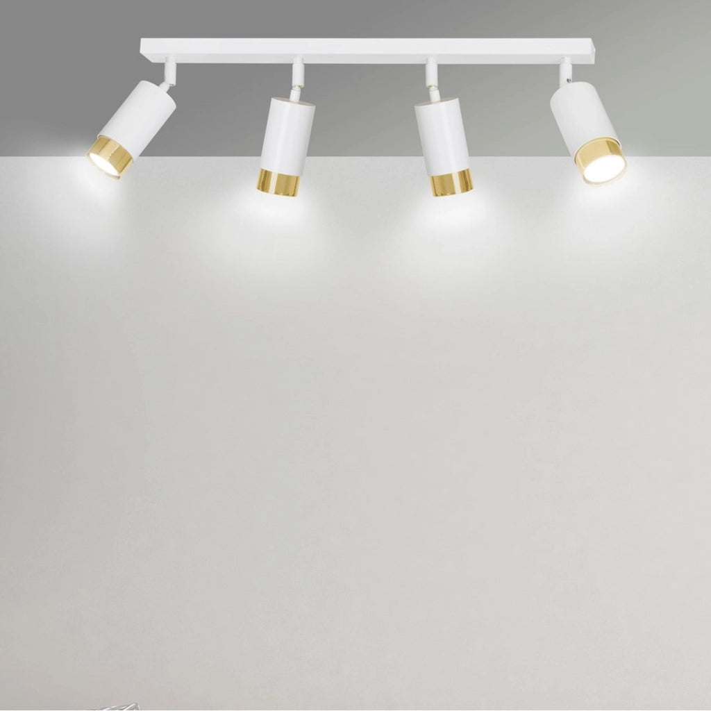 Faretto da soffitto Hiro in acciaio bianco e oro