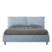 Letto imbottito Matrimoniale 160x210 cm Antea - Con rete,Microfibra,Azzurro