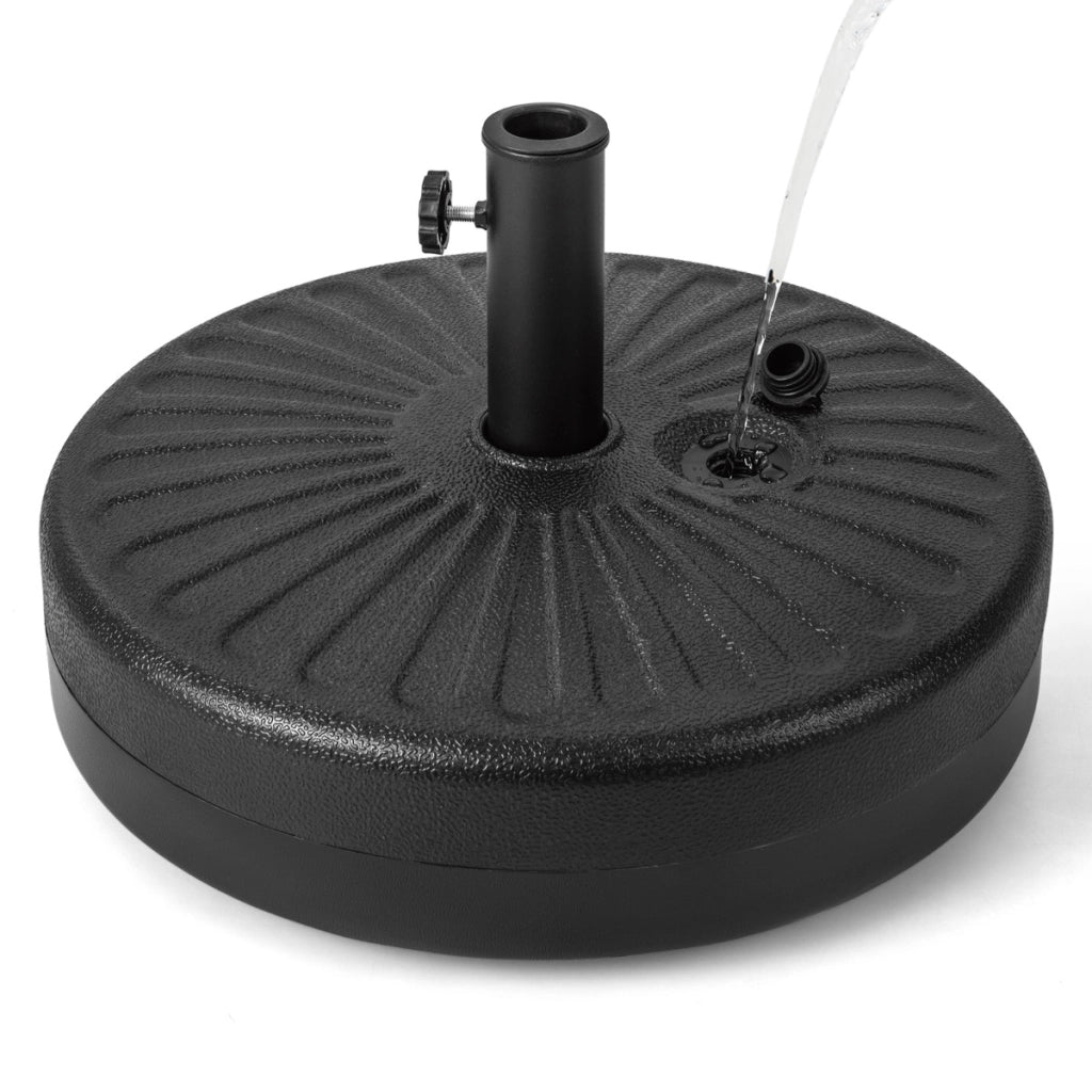 Base ombrellone rotonda riempibile da 50cm adatta a ombrelloni con palo 38/48 mm, Pesi per ombrellone Nero-Basi per ombrellone