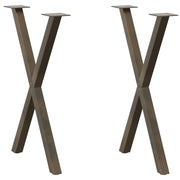 Set di 2 gambe per tavolo da pranzo a forma di X 50 x 73 cm con piedini regolabili design moderno acciaio naturale 02_0057184
