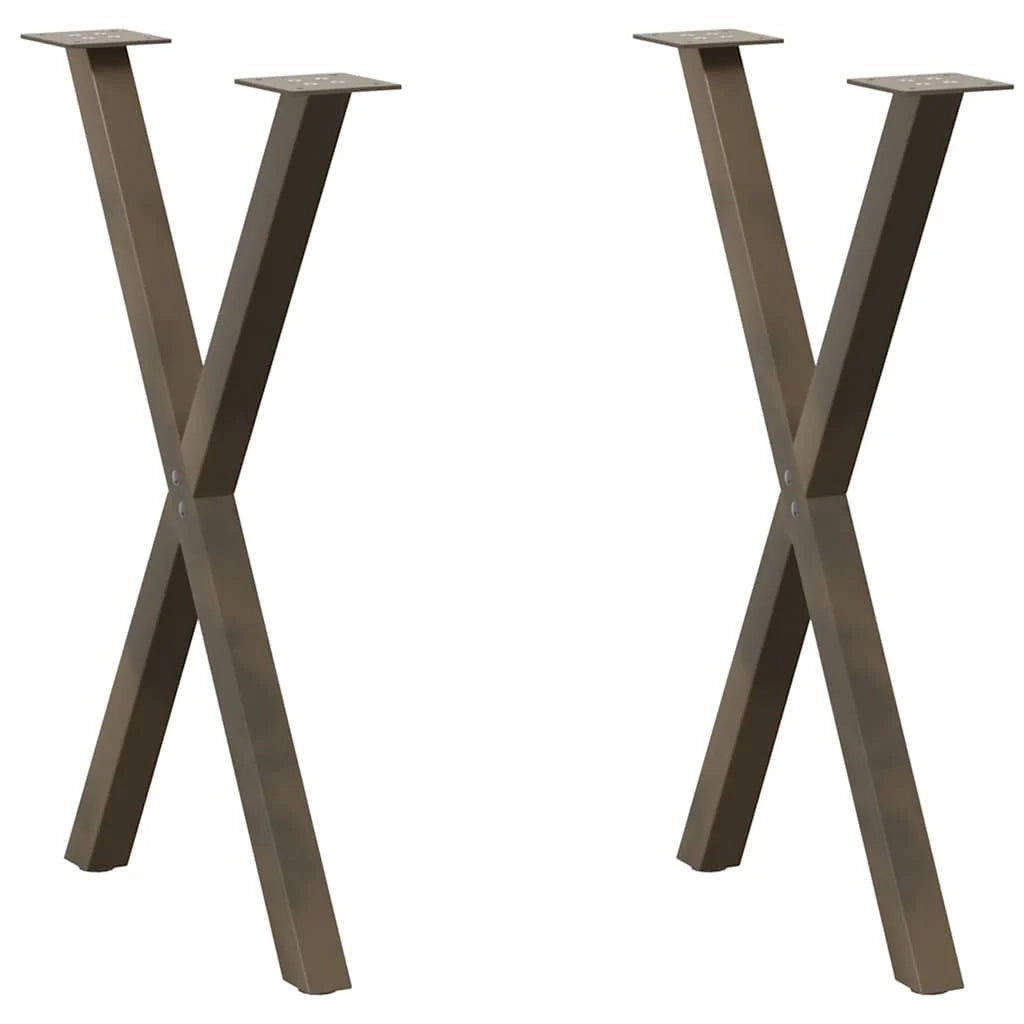 Set di 2 gambe per tavolo da pranzo a forma di X 50 x 73 cm con piedini regolabili design moderno acciaio naturale 02_0057184