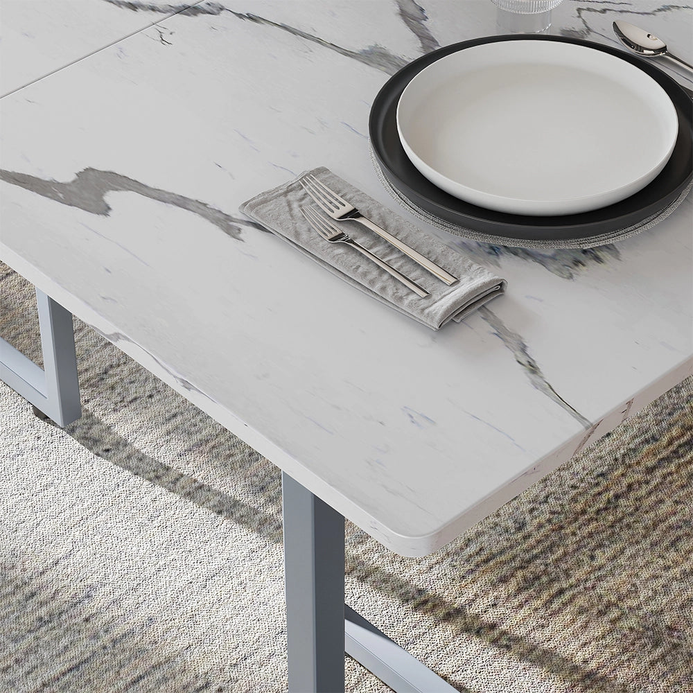 Vicco Tavolo da pranzo Grigio/marmo-bianco 140 x 80 cm