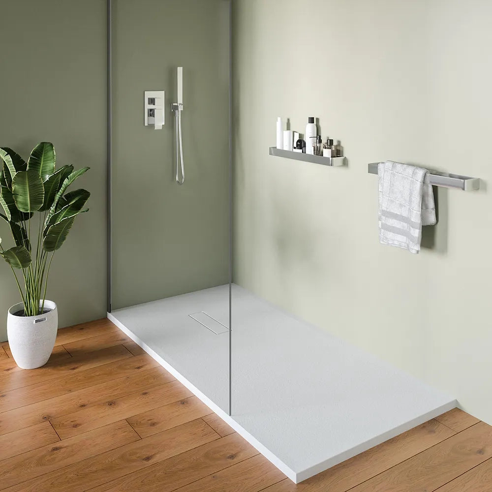 Piatto doccia 80x160 cm in marmoresina bianco effetto pietra | Merlera