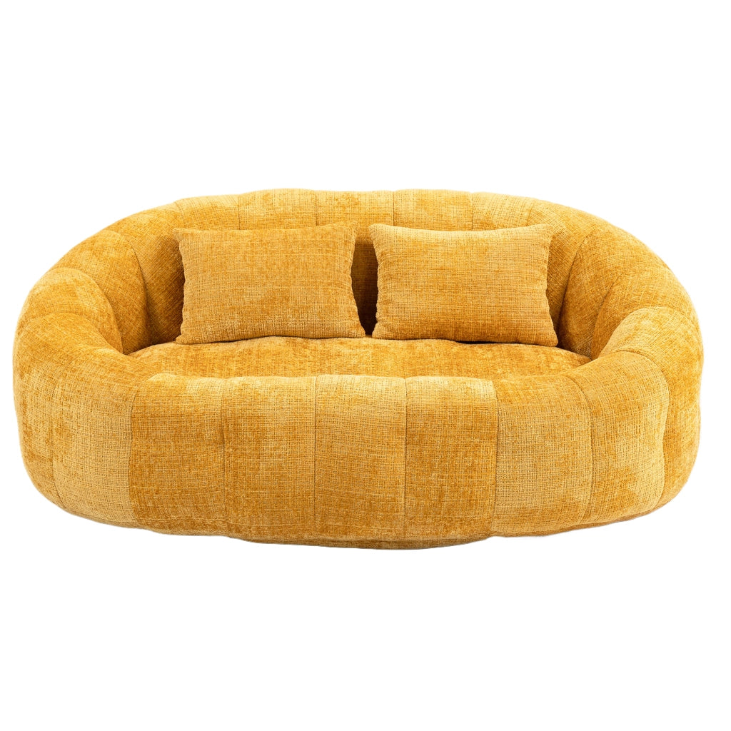 Sitzsack Lazy Sofa in Chenille Gialla, divano relax con imbottitura in memory foam, 150x95x63 cm