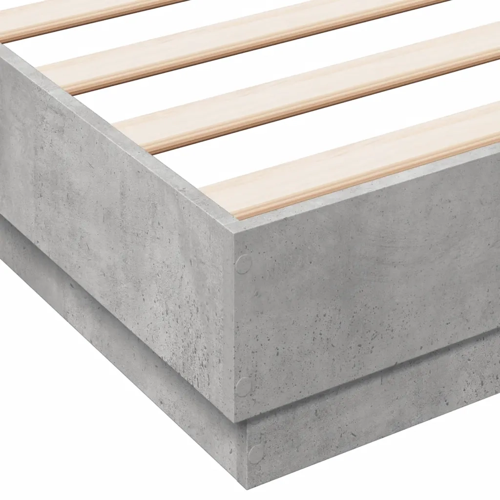 Letto matrimoniale | Letto per adulti | Giroletto Grigio Cemento 120x190 cm in Legno Multistrato