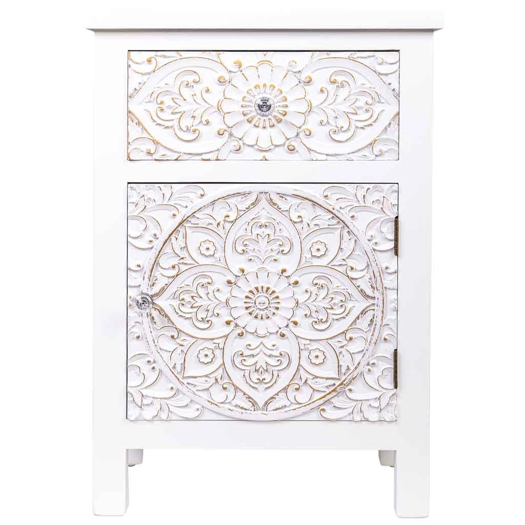 Tavolino in legno con 1 cassetto e 1 porta 47x30x70