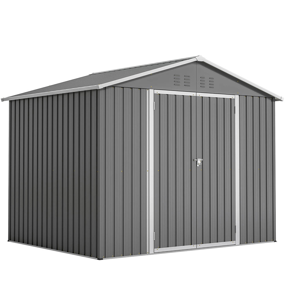 Ripostiglio per attrezzi in metallo - Xylo - 8x6FT - Colore antracite - Porta battante, ideale per attrezzi da giardino