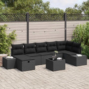 Set Divano da Giardino con cuscino 8 pcs Nero polyrattan 3359412