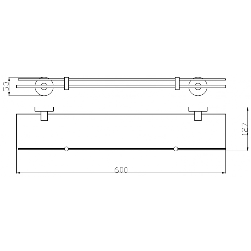 Mensola doccia a parete COLORADO con saliscendi in ottone cromato 60 cm