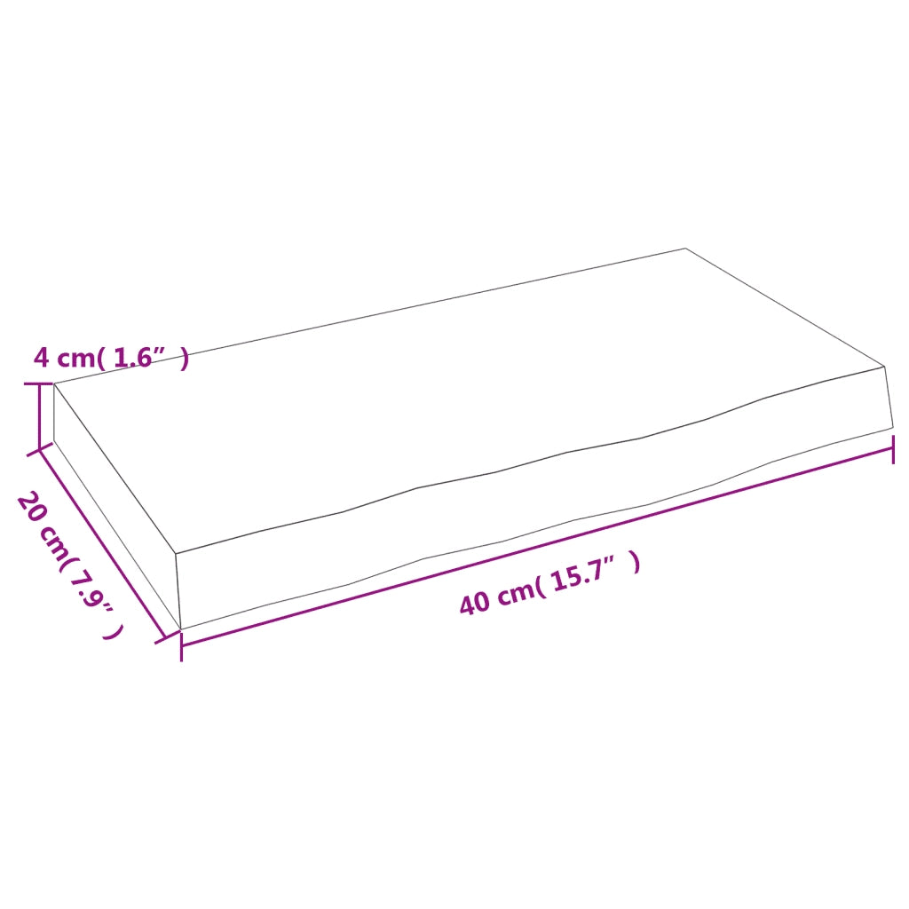 Ripiano a Parete 40x20x4 cm Legno Massello Rovere Non Trattato 363504