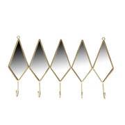 Appendino metallo 5 posti con specchio oro cm 45,5x26,5x5