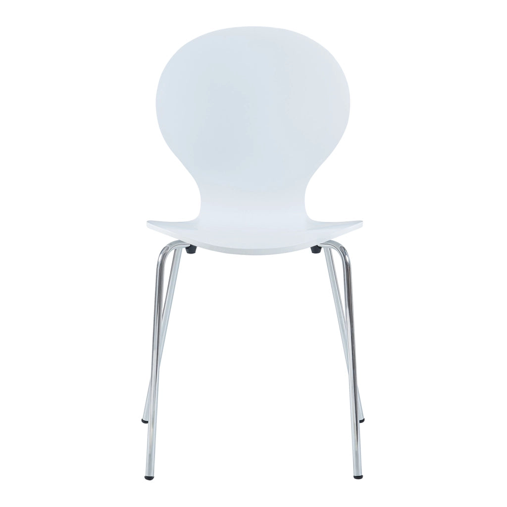 Set di 4 Sedie da Sala ETNE Impilabili - Bianco / Cromato [en.casa]